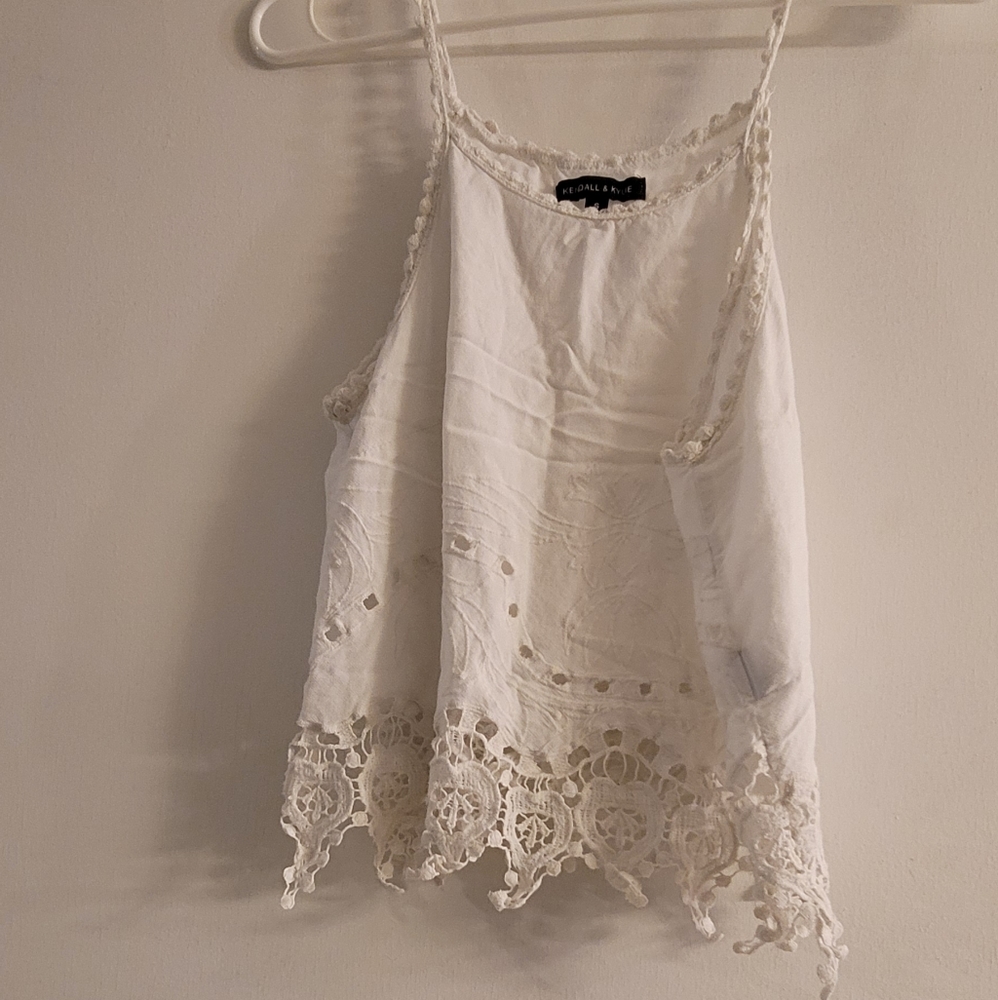Kylie and Kendall white flowing tank top